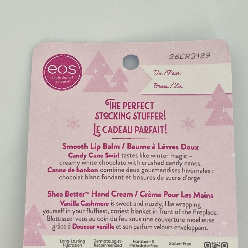 EOS Candy Cane Swirl Lip Balm & Vanilla Cashmere Hand Cream Lotion Holiday